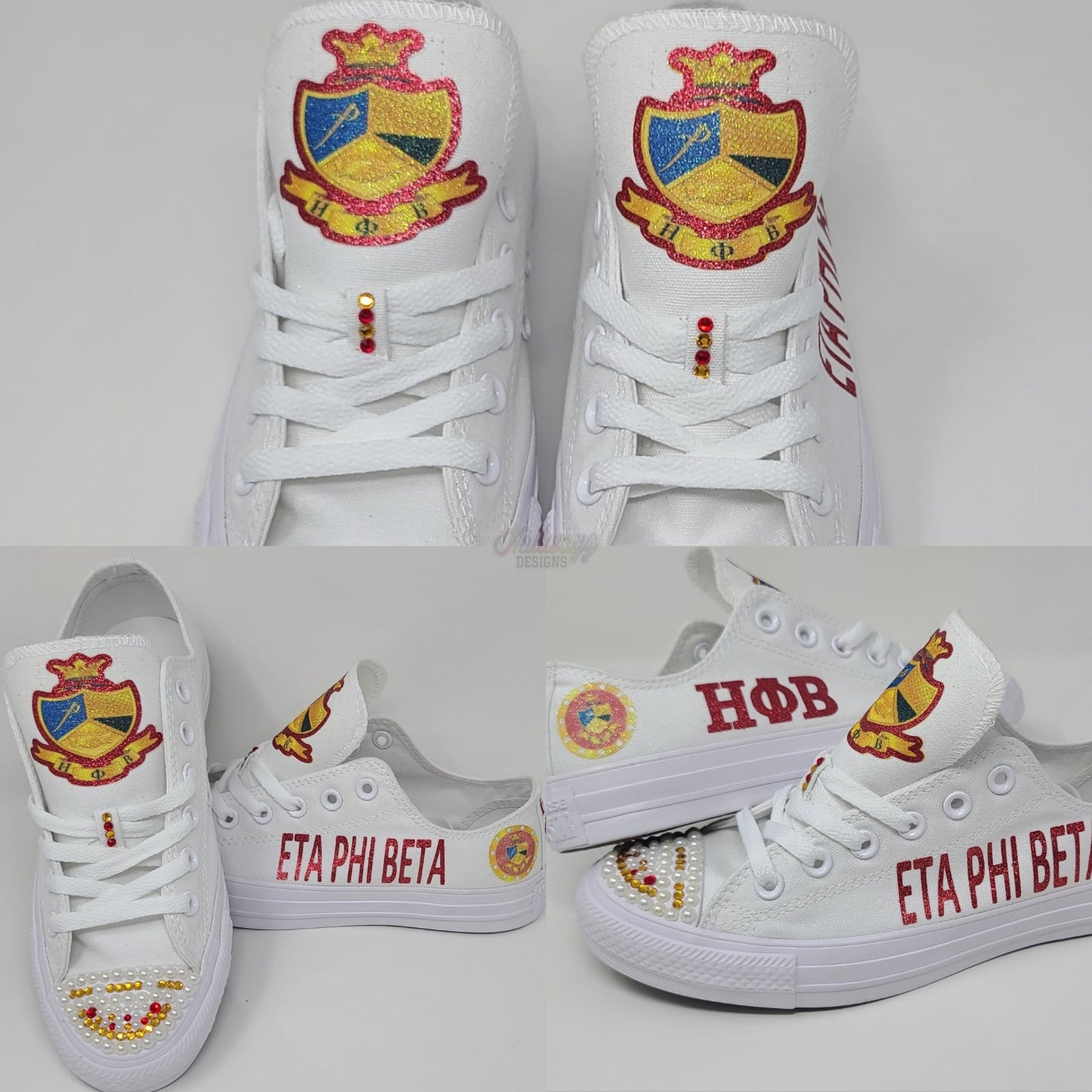 Crystals & Pearls Eta Phi Beta Sorority, Inc Converse Shoes