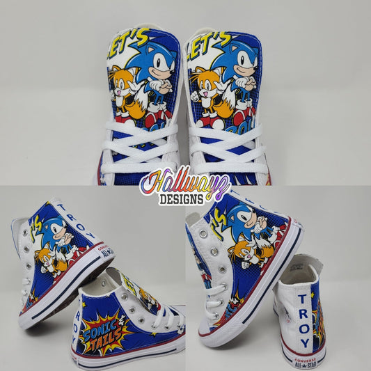 Custom Sonic & tails Converse Shoes