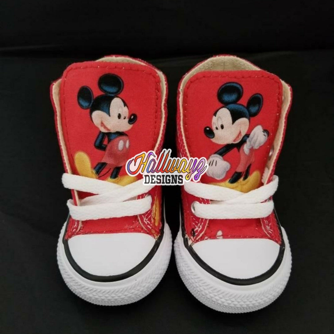 Red Mickey Mouse Converse shoes