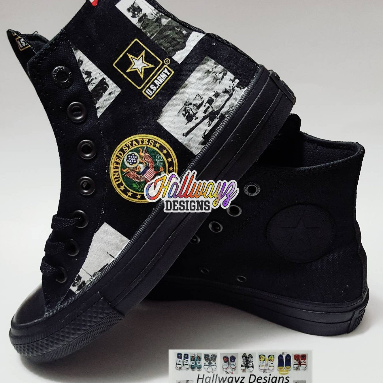 Custom United States of America Army Veteran Converse Sneakers, Unisex Adult Personalized Athletic Causal Shoe by Hallwayz Designs