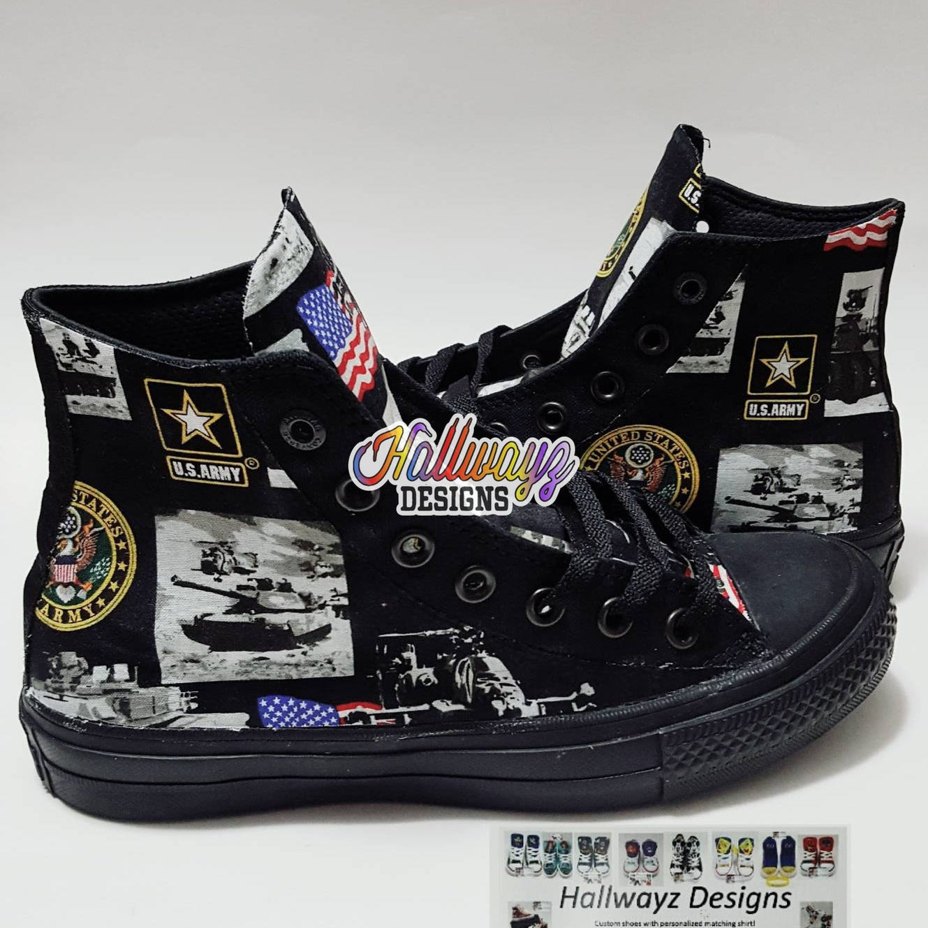 Custom United States of America Army Veteran Converse Sneakers, Unisex Adult Personalized Athletic Causal Shoe by Hallwayz Designs