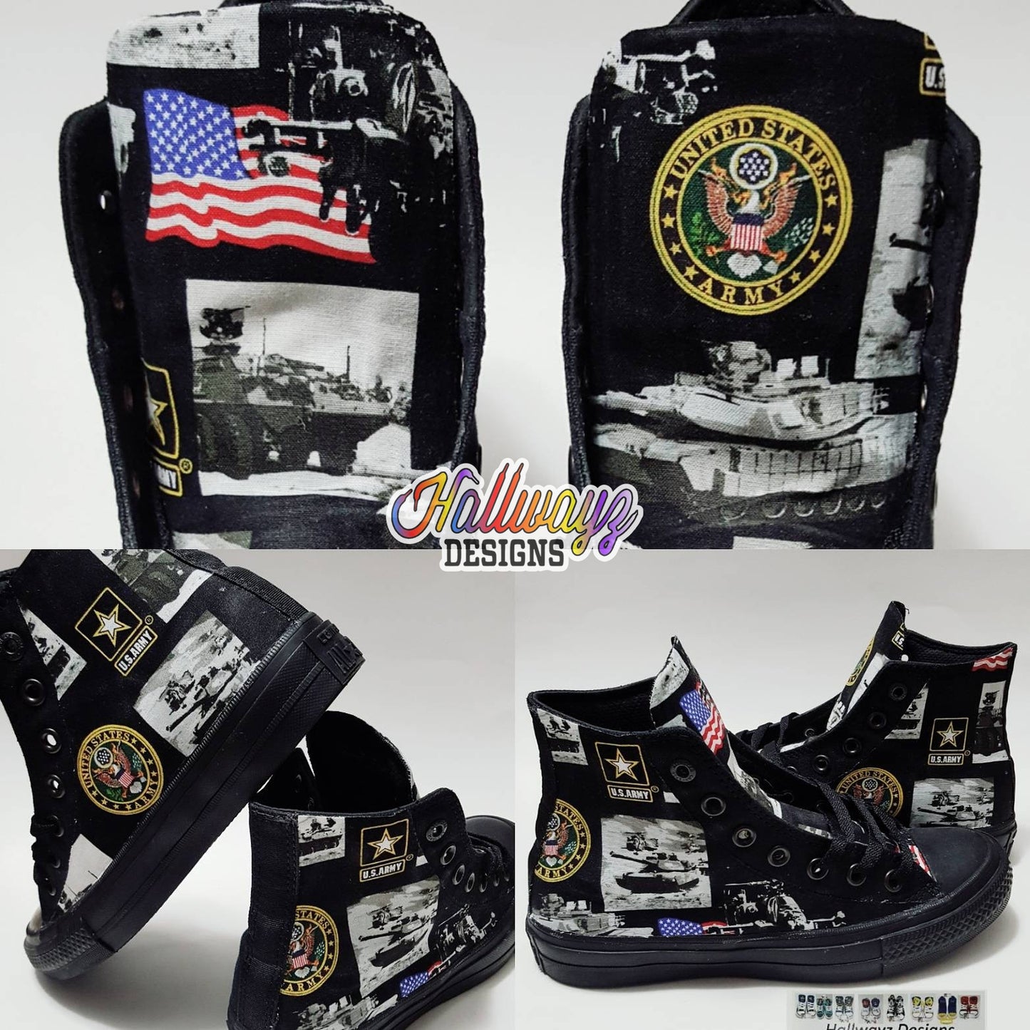 Custom United States of America Army Veteran Converse Sneakers, Unisex Adult Personalized Athletic Causal Shoe by Hallwayz Designs