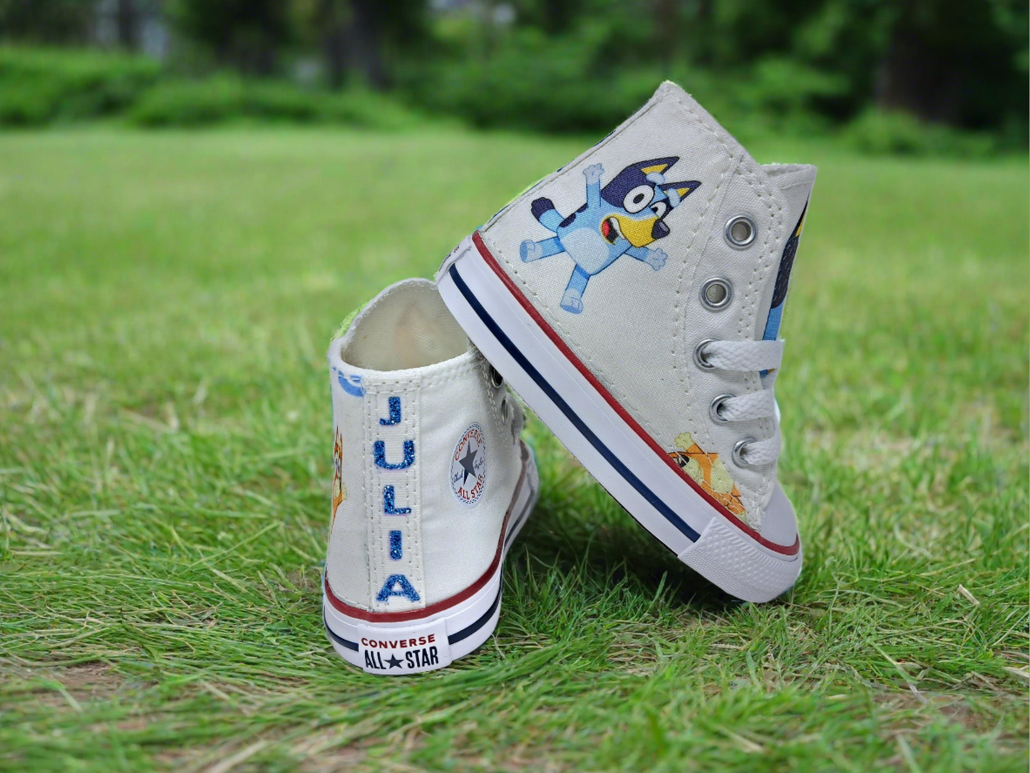 Bluey & Bingo Custom Converse white Shoes First Birthday Sneaker