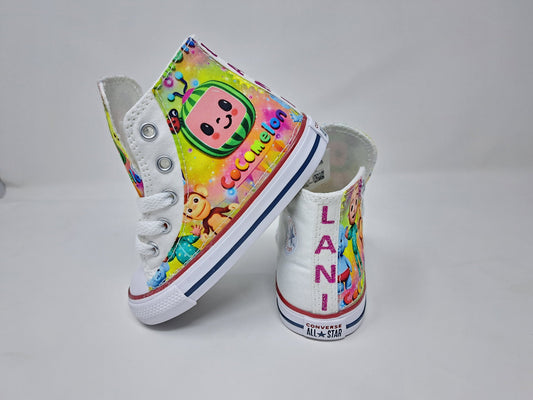 Custom Cocomelon Rainbow Converse Shoes Birthday Sneaker by Hallwayz Designs