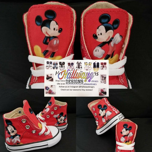 Red Mickey Mouse Converse shoes