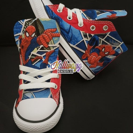 mynte helikopter Cosmic Custom Spiderman Converse Shoes – Hallwayz Designs
