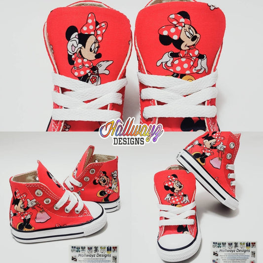 Red Minnie Mouse Converse Shoes