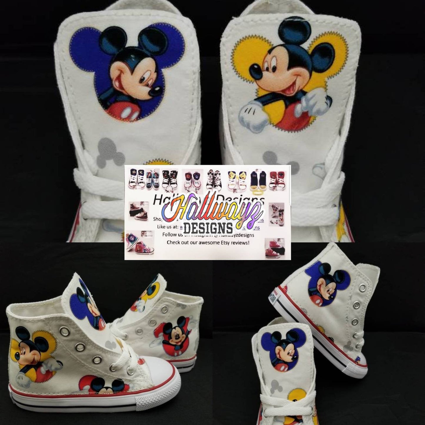 White Mickey Mouse Converse Shoes
