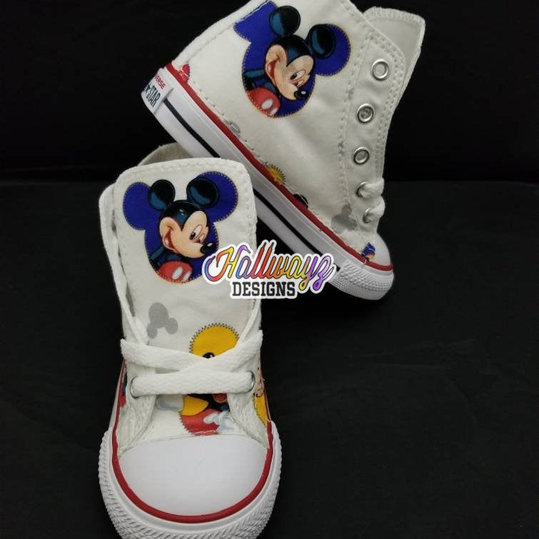 White Mickey Mouse Converse Shoes