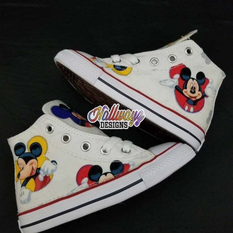 White Mickey Mouse Converse Shoes